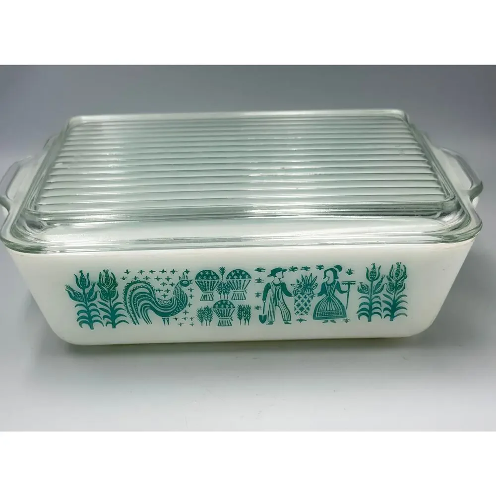 PYREX #503 Blue Amish Butterprint Turquoise Refrigerator Storage Dish READ